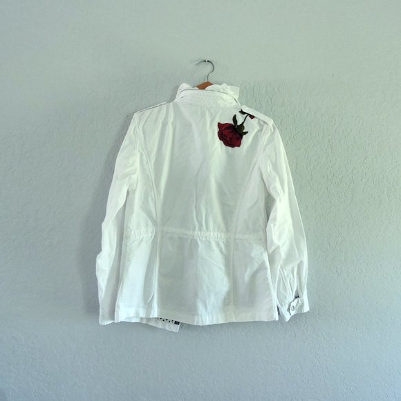 Boston Proper M jacket top white embroidered 3D applique embellished butterflies - Picture 5 of 14